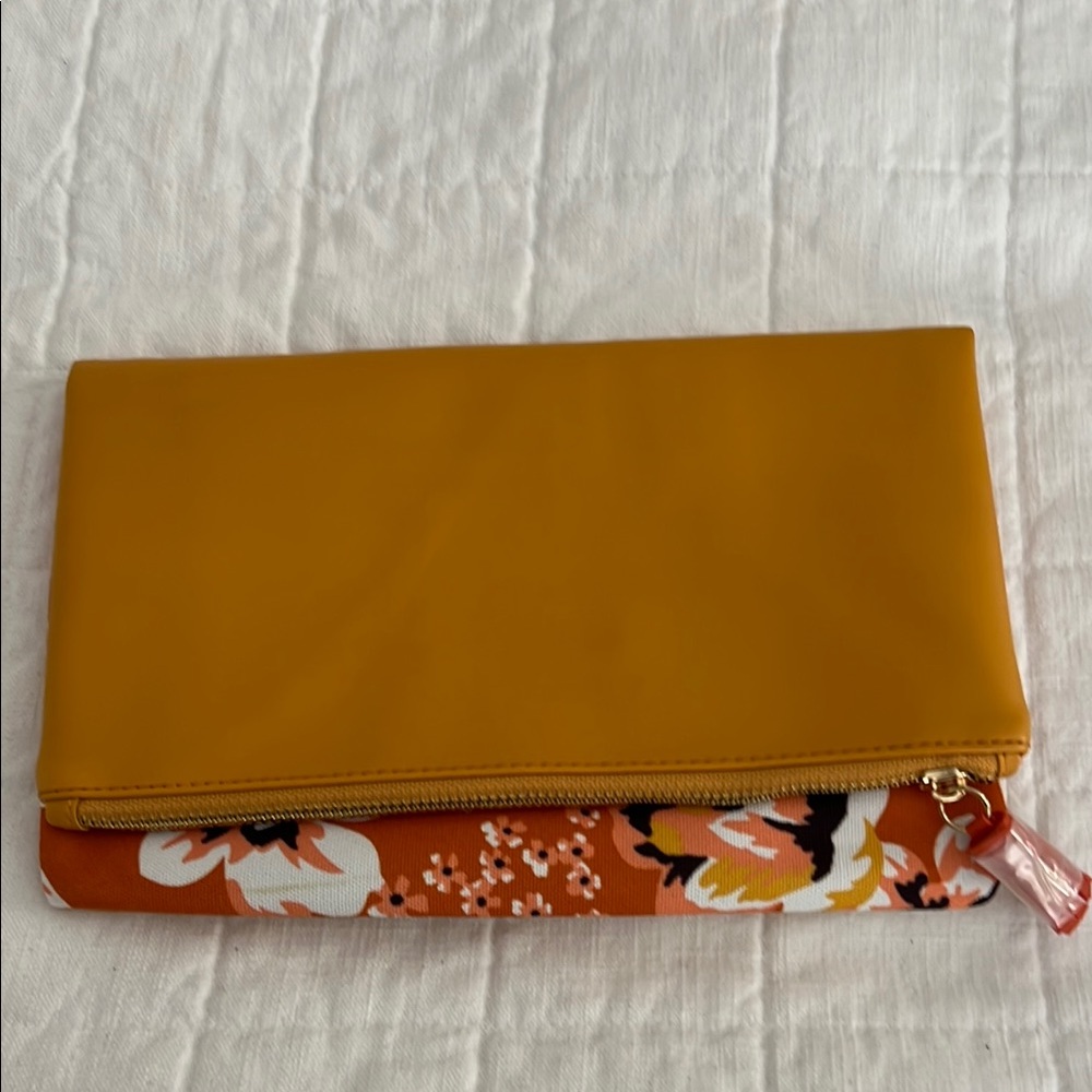 NWOT Rachel Pally Yellow and Orange Clutch with Floral Accents